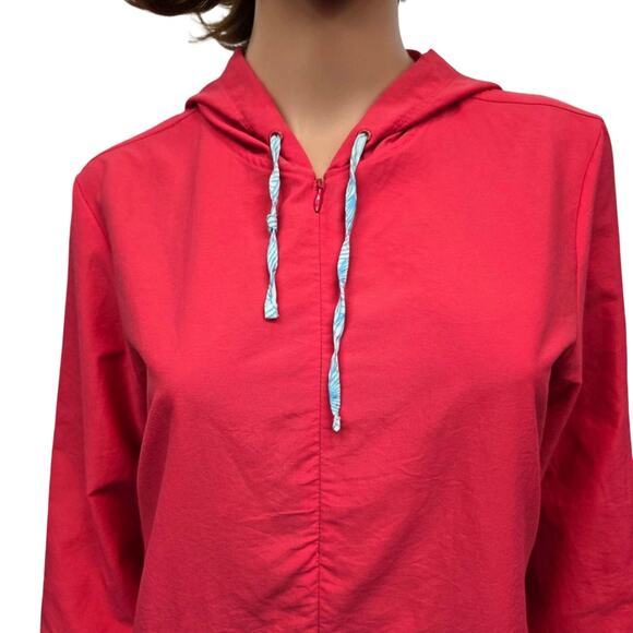 LL Bean Hooded Windbreaker Quarter 1/4 Zip Popover Women S Lightweight Jacket - Picture 3 of 13